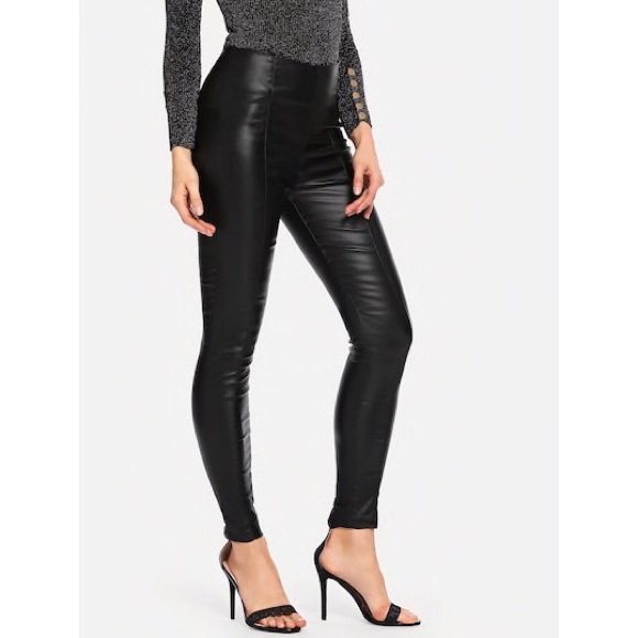 Black faux Leather pants - Picture 2 of 4